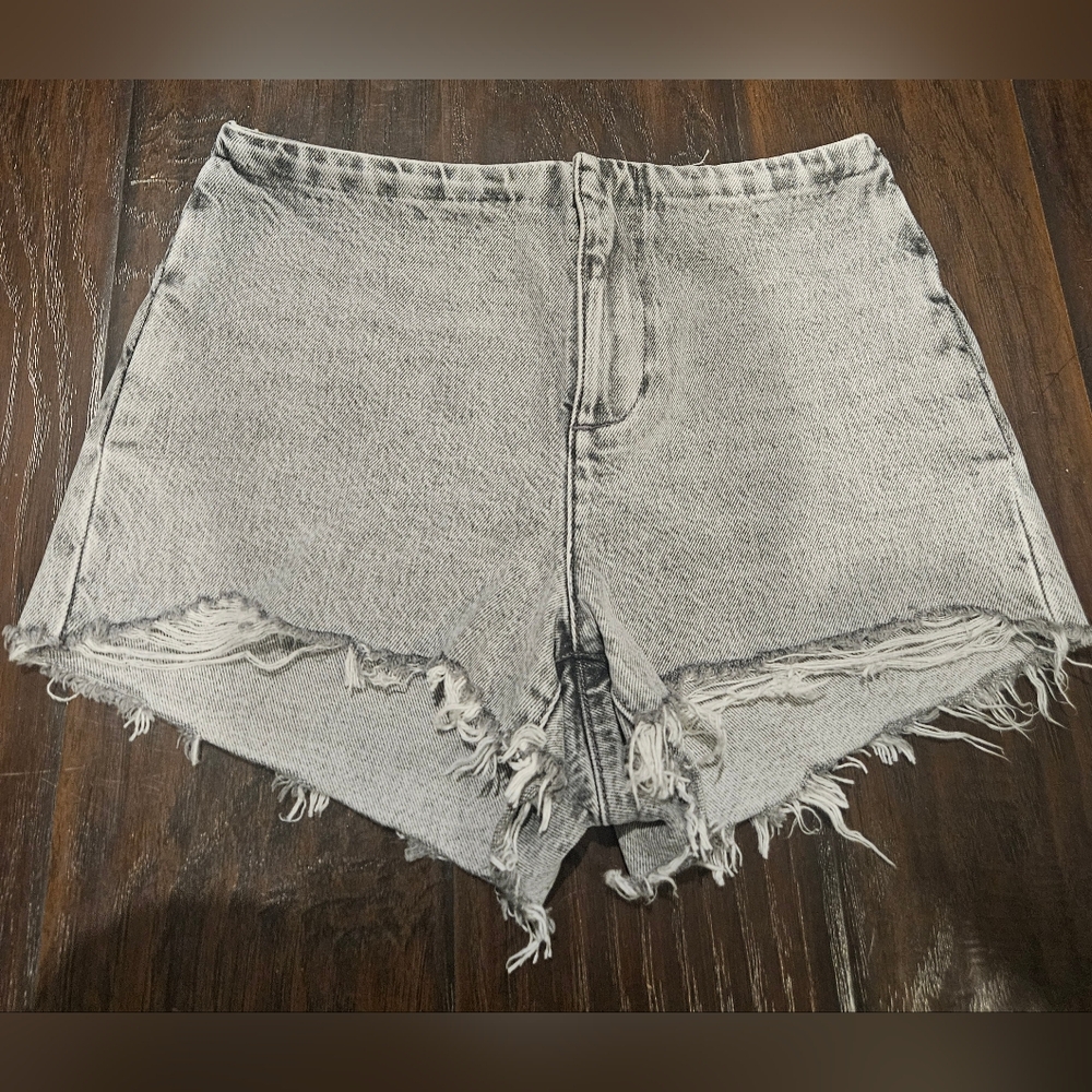 Alexander Wang Frayed Light Gray Jean Shorts